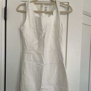 J. Crew white linen scalloped hem dress size 0